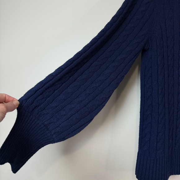 Lauren Ralph Lauren Womens XL Navy Cable Knit Embellished Puff Sleeve Sweater - Picture 4 of 8
